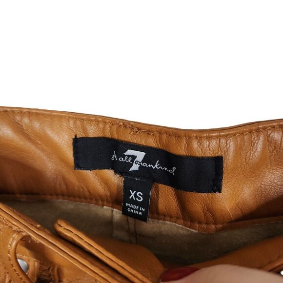 7 FOR ALL MANKIND Pants Womens Extra Small Brown Faux Leather Easy Slim Straight - Picture 6 of 8